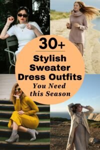 30+ Stylish and Cozy Sweater Dress Outfits You Need this Season 5 Sweater Dress Outfits Pins