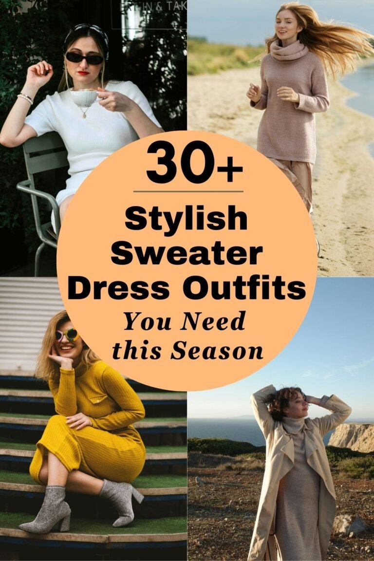 30+ Stylish and Cozy Sweater Dress Outfits You Need this Season 5 Sweater Dress Outfits Pins