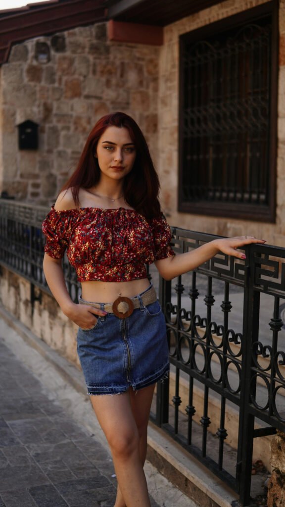 Country Style Denim Mini Skirt Outfit