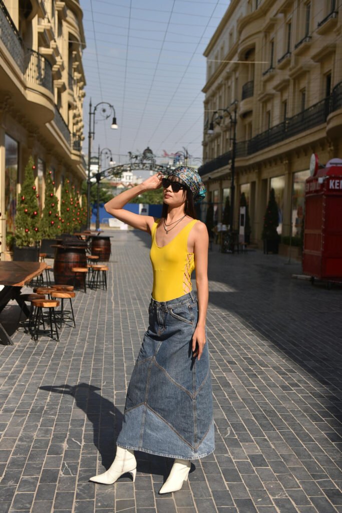 Indie Long Jean Skirt Outfit