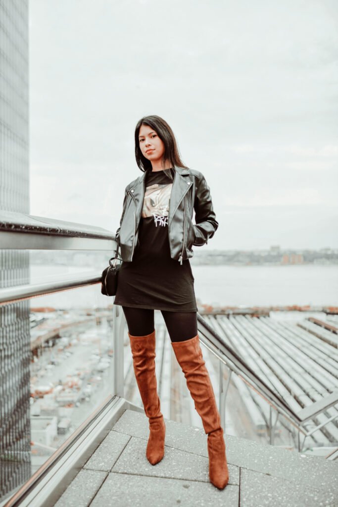 Monochrome Leather 90s Party Outfit