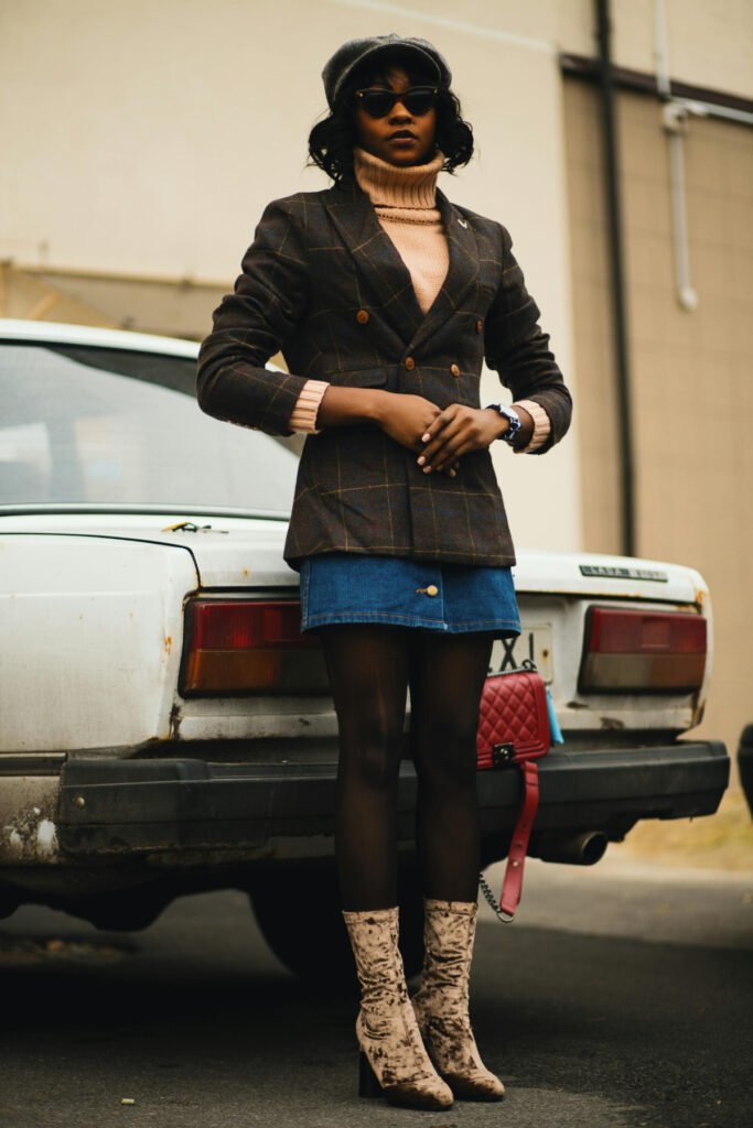 Preppy Denim Mini Skirt Outfit