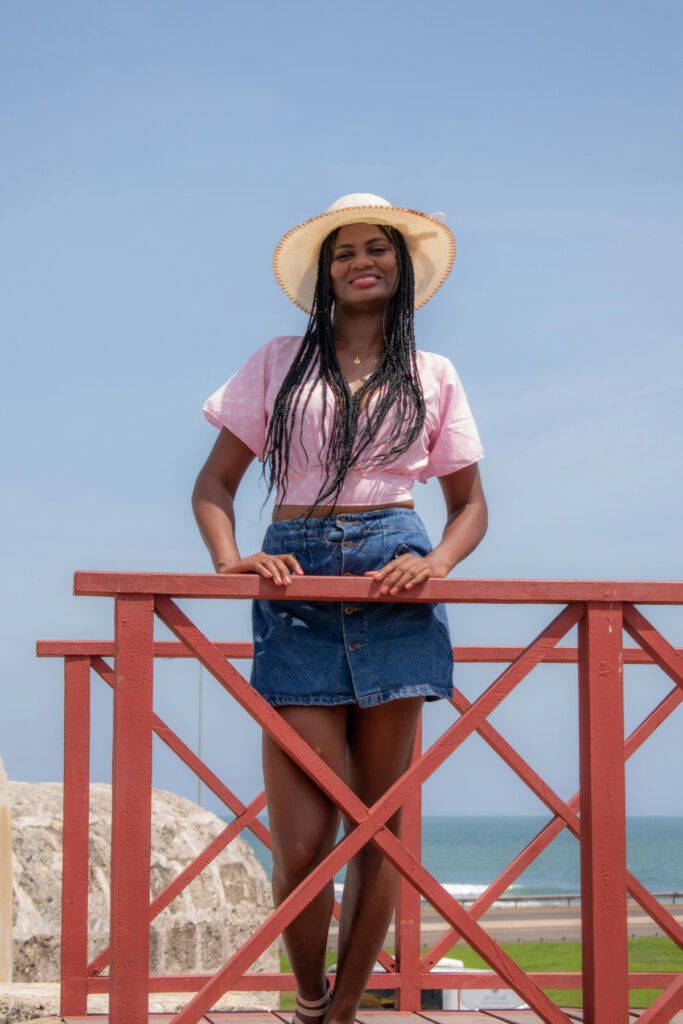 Tropical Denim Mini Skirt Outfit
