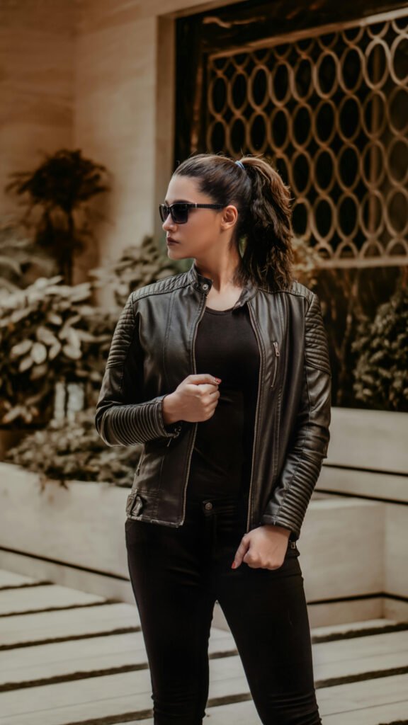 Biker Style Black Jeans Outfit