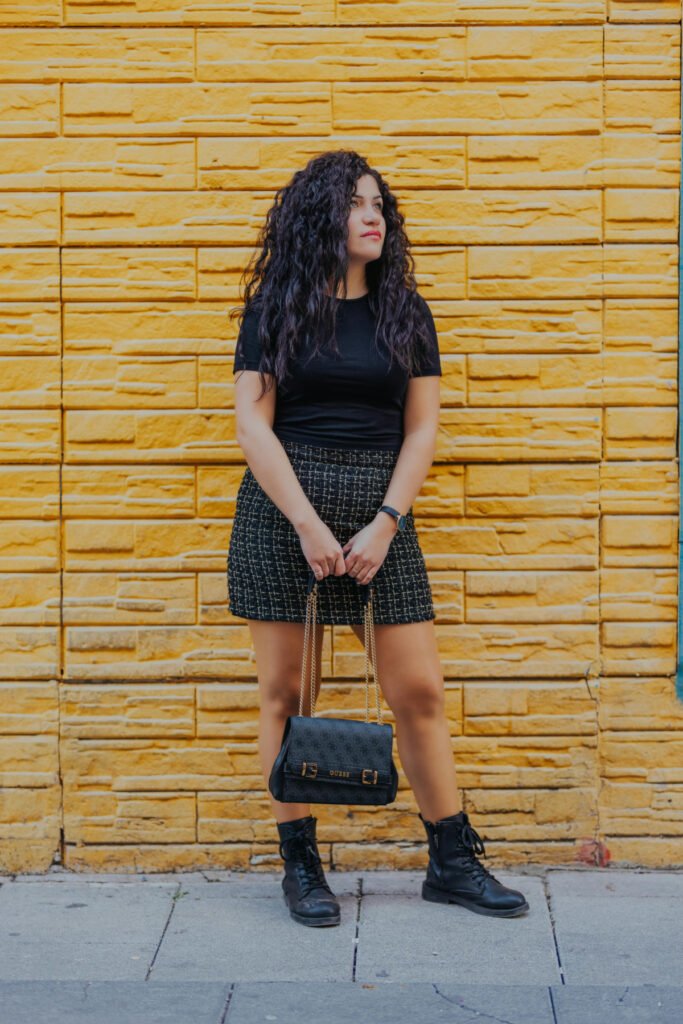 Contrast Chic Combat Boots Outfit