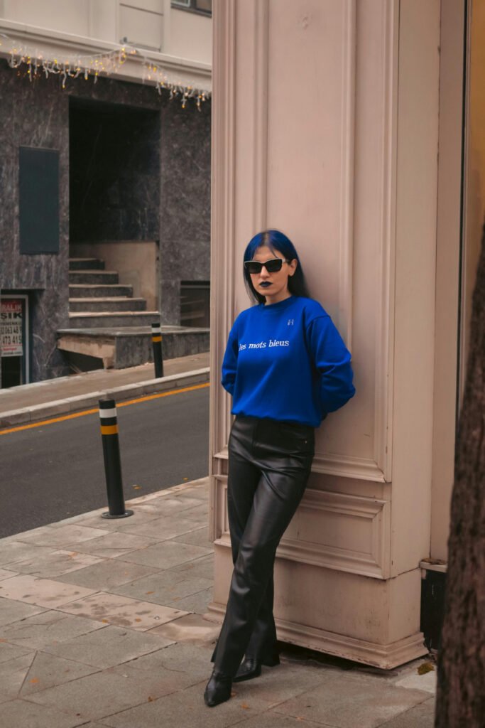 Contrast Leather Pants Outfit