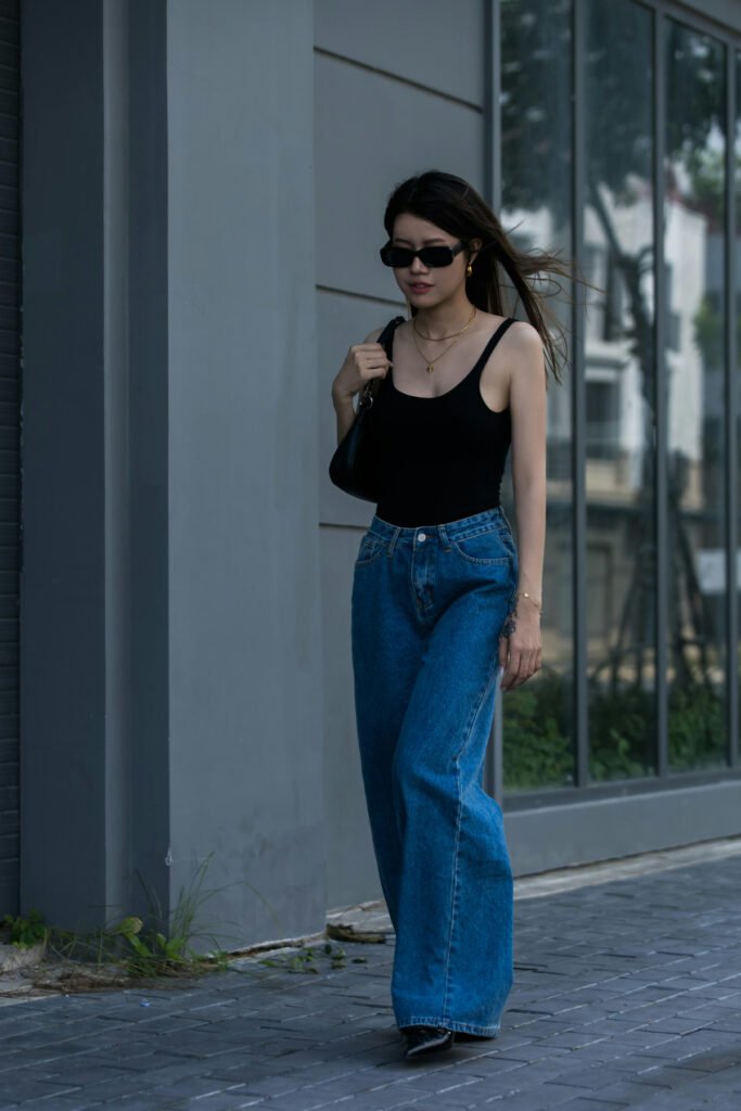 Minimal Wide Leg Jeans Outfit