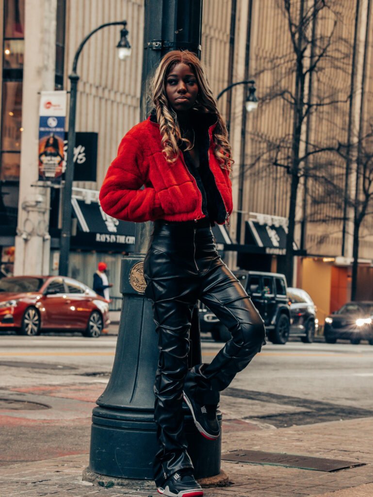 Statement Casual Leather Pants Outfit