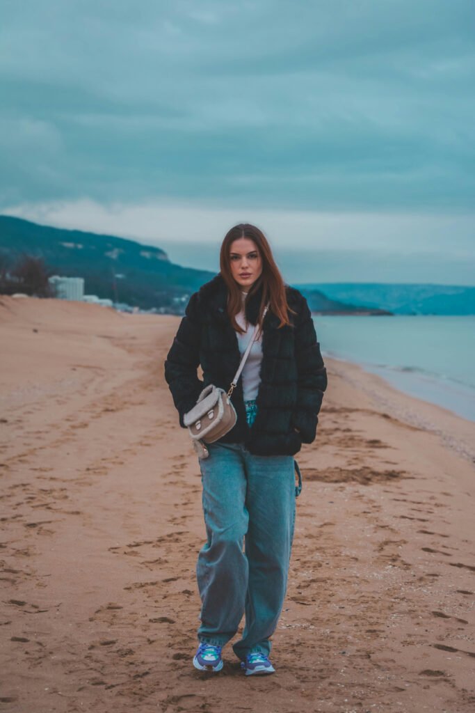 Wintertime Tropical Wide Leg Jeans Outfit