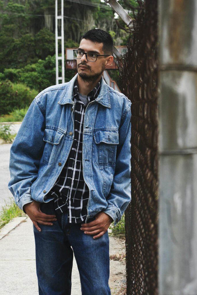 Contrast Jean Jacket Outfit for Men