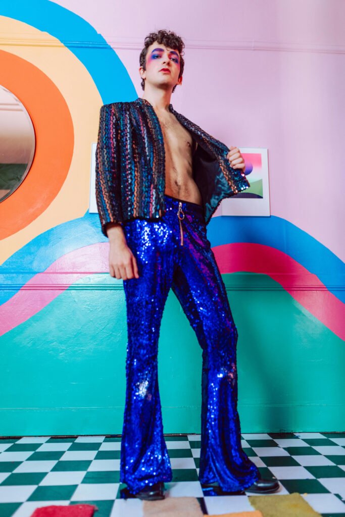 Edgy Shimmer Disco Outfit for Men