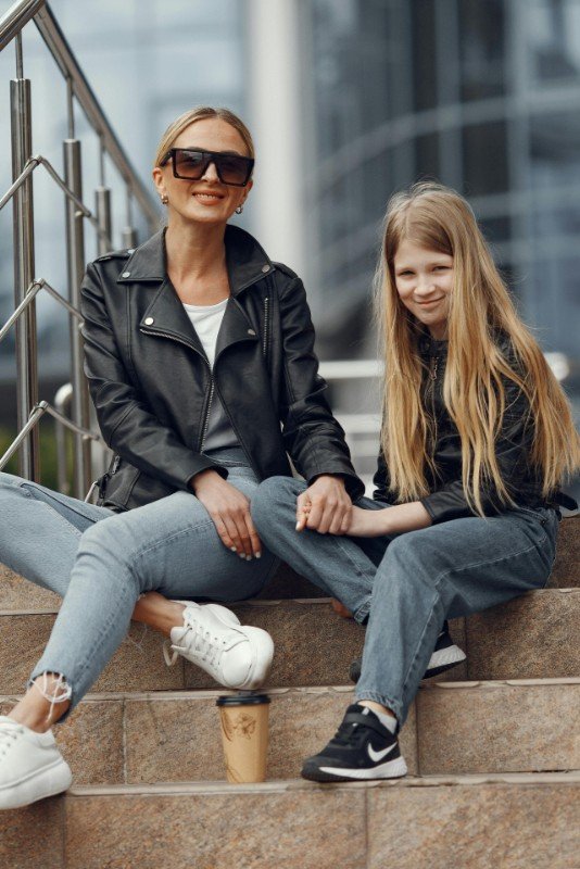 Edgy Casual Mama and Daughter Outfit