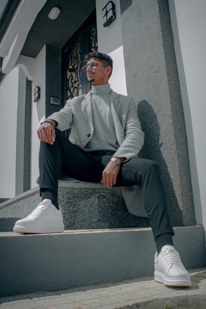 Solid Pullover, Blazer and Slim Fit Pants