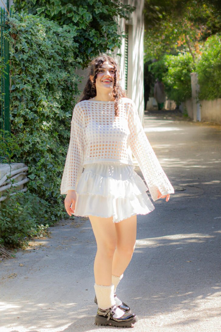 Tropical Style White Skirt Outfit