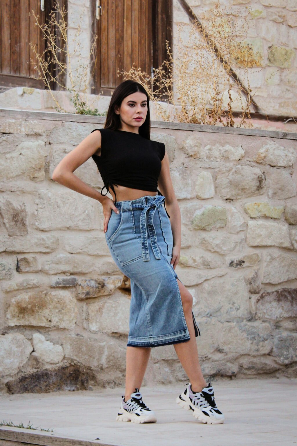 Summer Glam Long Jean Skirt Outfit